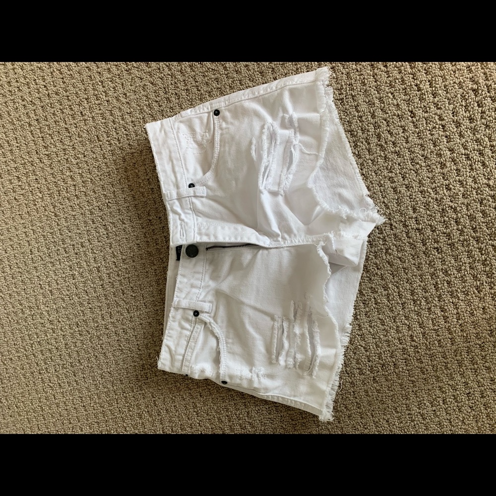White denim cut off shorts